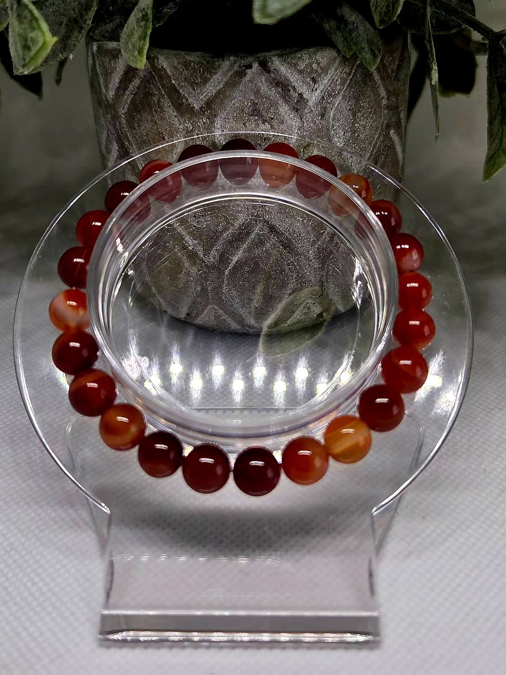 Dyed Red Tiger Eye Beaded Stretch Bracelet - 3mm